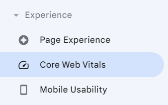 Core Web Vitals Menu